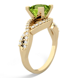 Peridot Diamond Twist 6Mm Princess Engagment  14K Yellow Gold ring R26406SQ