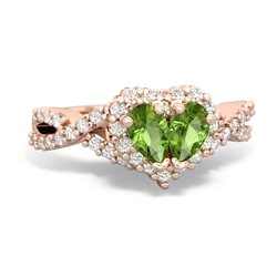 Peridot Diamond Twist 'One Heart' 14K Rose Gold ring R2640HRT