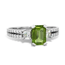Thumbnail for Peridot Engagement 14K White Gold ring R26437EM - top view