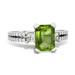 Peridot Classic 8X6mm Emerald-Cut Engagement 14K White Gold ring R26438EM