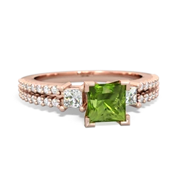 Peridot Classic 5Mm Square Engagement 14K Rose Gold ring R26435SQ