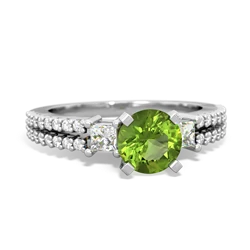 Peridot Classic 6Mm Round Engagement 14K White Gold ring R26436RD