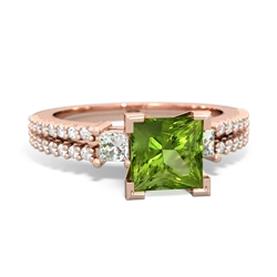 Peridot Classic 6Mm Princess Engagement 14K Rose Gold ring R26436SQ