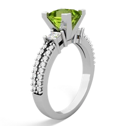 Peridot Classic 6Mm Princess Engagement 14K White Gold ring R26436SQ