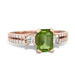 Peridot Classic 7X5mm Emerald-Cut Engagement 14K Rose Gold ring R26437EM