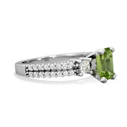 Peridot Classic 7X5mm Emerald-Cut Engagement 14K White Gold ring R26437EM