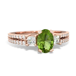 Peridot Classic 7X5mm Oval Engagement 14K Rose Gold ring R26437VL