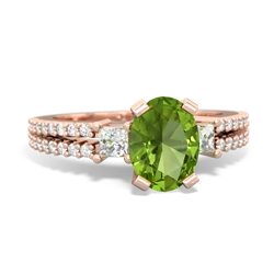 Peridot Classic 8X6mm Oval Engagement 14K Rose Gold ring R26438VL