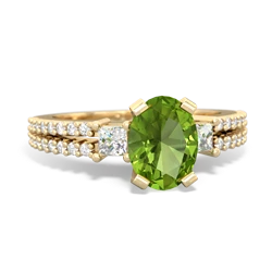 Peridot Classic 8X6mm Oval Engagement 14K Yellow Gold ring R26438VL