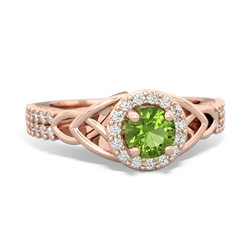 Peridot Celtic Knot Halo 14K Rose Gold ring R26445RH