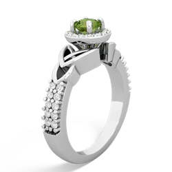 Thumbnail for Peridot Celtic Knot Halo 14K White Gold ring R26445RH - side view
