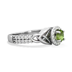 Thumbnail for Peridot Celtic Knot Halo 14K White Gold ring R26445RH - hand 1 view