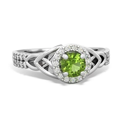 Thumbnail for Peridot Celtic Knot Halo 14K White Gold ring R26445RH - top view