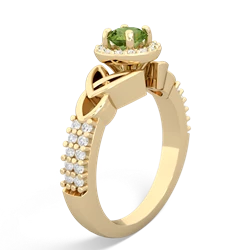 Thumbnail for Peridot Celtic Knot Halo 14K Yellow Gold ring R26445RH - side view