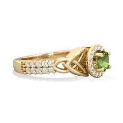 Thumbnail for Peridot Celtic Knot Halo 14K Yellow Gold ring R26445RH - hand 1 view