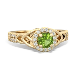 Thumbnail for Peridot Celtic Knot Halo 14K Yellow Gold ring R26445RH - top view