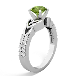 Thumbnail for Peridot Celtic Knot Engagement 14K White Gold ring R26446RD - side view