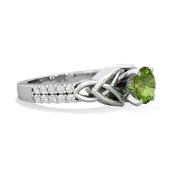 Thumbnail for Peridot Celtic Knot Engagement 14K White Gold ring R26446RD - hand 1 view