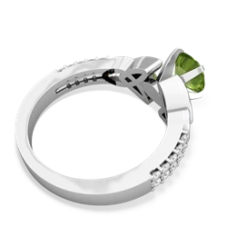 Thumbnail for Peridot Celtic Knot Engagement 14K White Gold ring R26446RD - front view