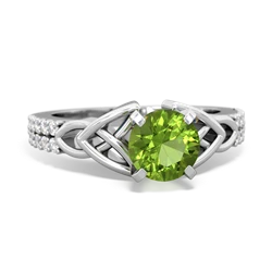 Thumbnail for Peridot Celtic Knot Engagement 14K White Gold ring R26446RD - top view