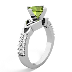 Thumbnail for Peridot Celtic Knot Engagement 14K White Gold ring R26446SQ - side view