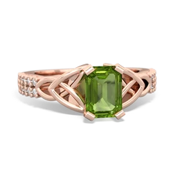 Thumbnail for Peridot Celtic Knot Engagement 14K Rose Gold ring R26447EM - top view