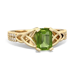 Thumbnail for Peridot Celtic Knot Engagement 14K Yellow Gold ring R26447EM - top view