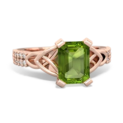 Thumbnail for Peridot Celtic Knot Engagement 14K Rose Gold ring R26448EM - top view