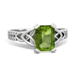 Thumbnail for Peridot Celtic Knot Engagement 14K White Gold ring R26448EM - top view