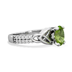 Thumbnail for Peridot Celtic Knot Engagement 14K White Gold ring R26448VL - hand 1 view