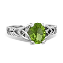 Thumbnail for Peridot Celtic Knot Engagement 14K White Gold ring R26448VL - top view