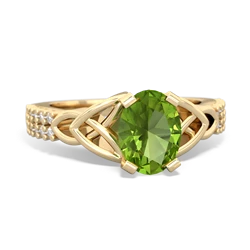 Thumbnail for Peridot Celtic Knot Engagement 14K Yellow Gold ring R26448VL - top view