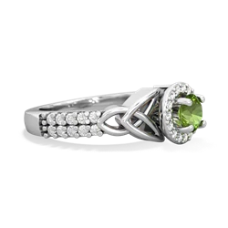 Peridot Celtic Knot Halo 14K White Gold ring R26445RH