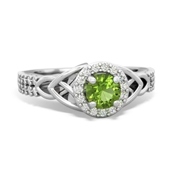 Peridot Celtic Knot Halo 14K White Gold ring R26445RH