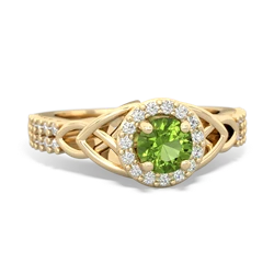 Peridot Celtic Knot Halo 14K Yellow Gold ring R26445RH