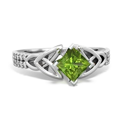 Peridot Celtic Knot 5Mm Square Engagement 14K White Gold ring R26445SQ