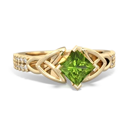 Peridot Celtic Knot 5Mm Square Engagement 14K Yellow Gold ring R26445SQ