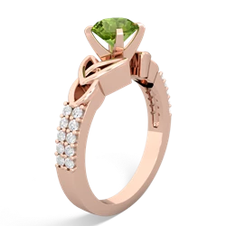 Peridot Celtic Knot 6Mm Round Engagement 14K Rose Gold ring R26446RD