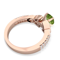 Peridot Celtic Knot 6Mm Round Engagement 14K Rose Gold ring R26446RD