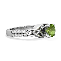 Peridot Celtic Knot 6Mm Round Engagement 14K White Gold ring R26446RD