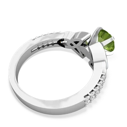 Peridot Celtic Knot 6Mm Round Engagement 14K White Gold ring R26446RD