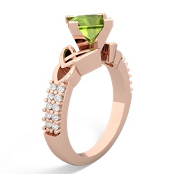 Peridot Celtic Knot 6Mm Princess Engagement 14K Rose Gold ring R26446SQ