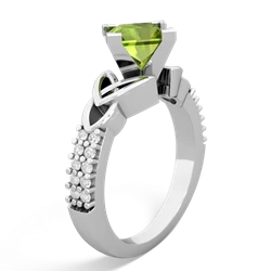 Peridot Celtic Knot 6Mm Princess Engagement 14K White Gold ring R26446SQ