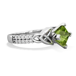 Peridot Celtic Knot 6Mm Princess Engagement 14K White Gold ring R26446SQ