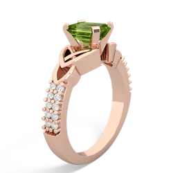 Peridot Celtic Knot 7X5 Emerald-Cut Engagement 14K Rose Gold ring R26447EM