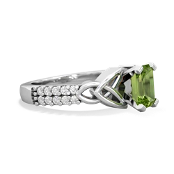 Peridot Celtic Knot 7X5 Emerald-Cut Engagement 14K White Gold ring R26447EM