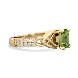 Peridot Celtic Knot 7X5 Emerald-Cut Engagement 14K Yellow Gold ring R26447EM