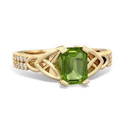 Peridot Celtic Knot 7X5 Emerald-Cut Engagement 14K Yellow Gold ring R26447EM