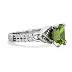 Peridot Celtic Knot 8X6 Emerald-Cut Engagement 14K White Gold ring R26448EM