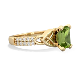 Peridot Celtic Knot 8X6 Emerald-Cut Engagement 14K Yellow Gold ring R26448EM